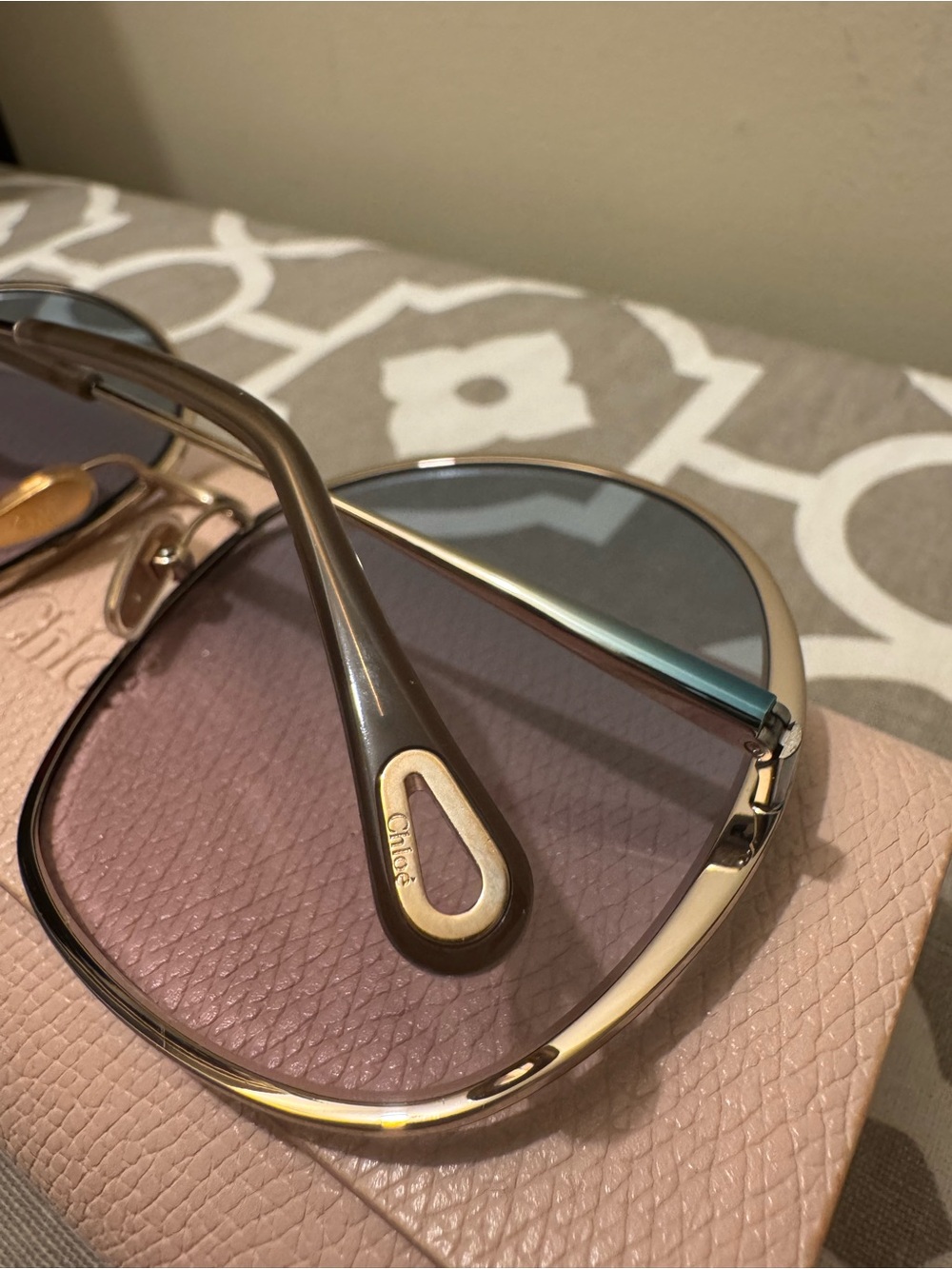 PRE-LOVED Chloe Irene Oval Metal Sunglasses, Made in Italy (CHO014S)